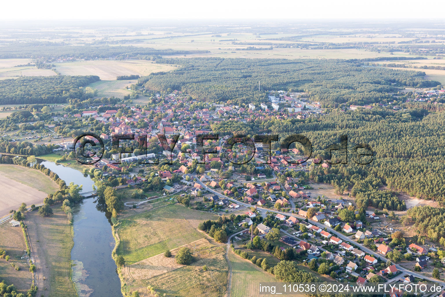 Oblique view of Amt Neuhaus in the state Lower Saxony, Germany