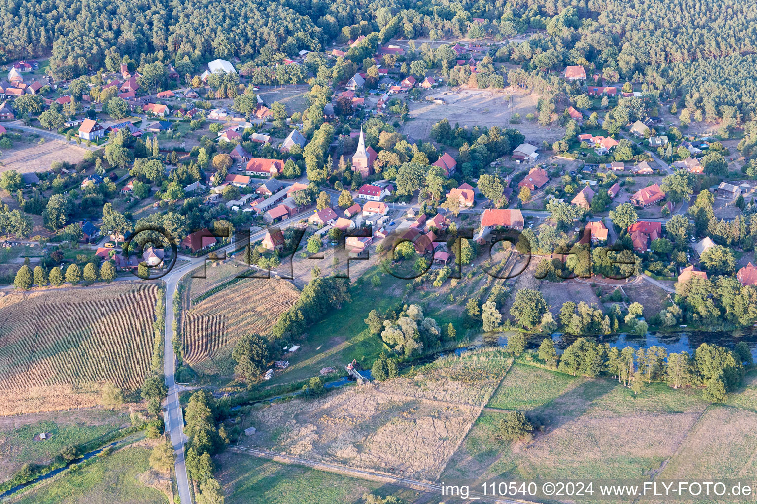 Aerial view of Stapel in the state Lower Saxony, Germany