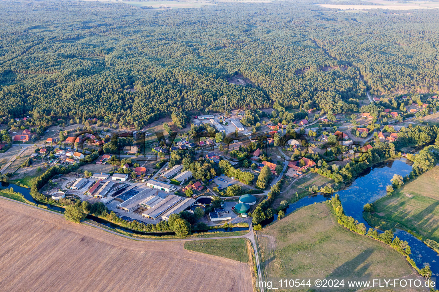 Village on the river bank areas of Krainke in Amt Neuhaus in the state Lower Saxony, Germany