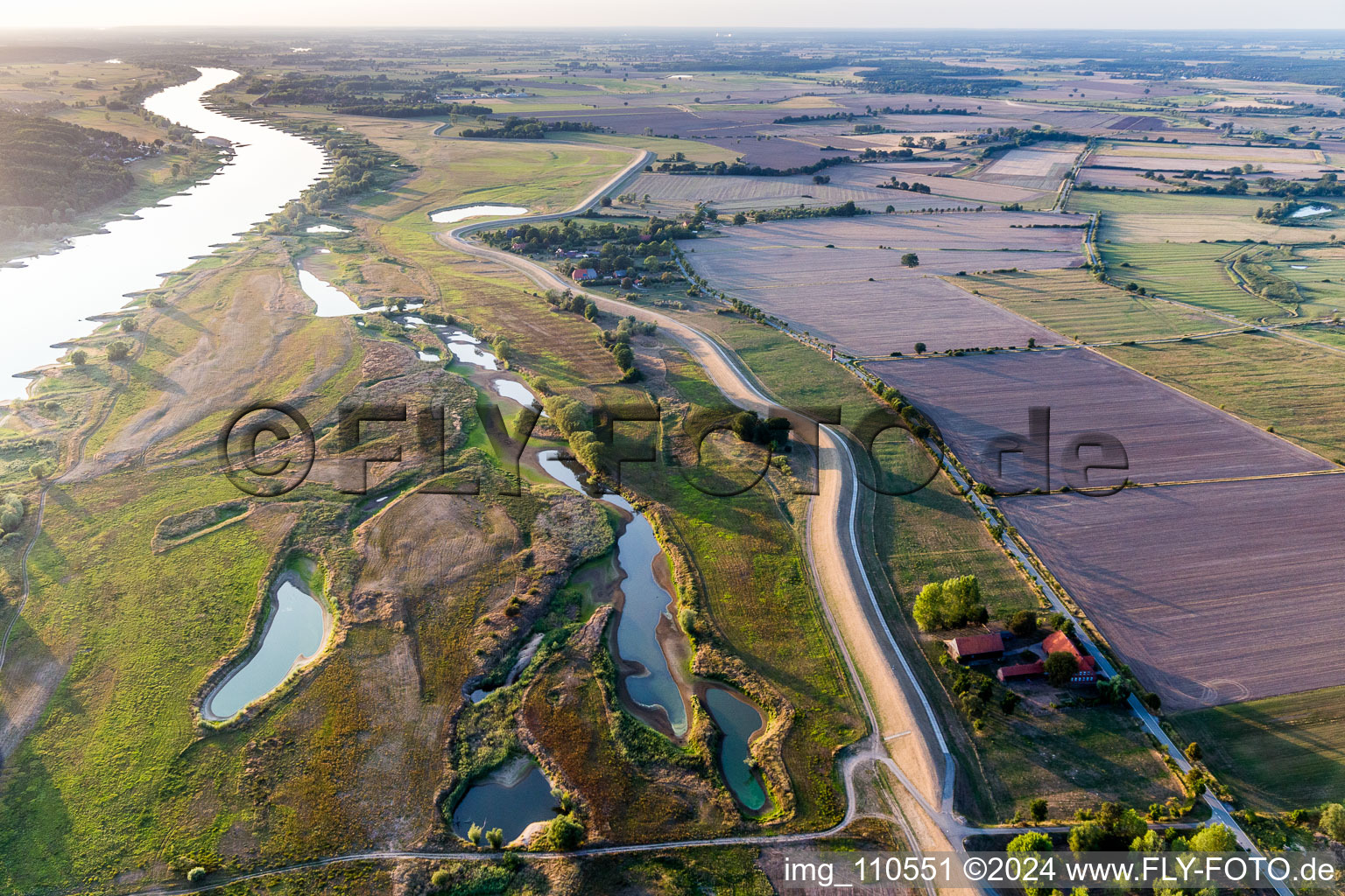 Groyne head of the of Elbe river course and its Polof in the district Pommau in Amt Neuhaus in the state Lower Saxony, Germany