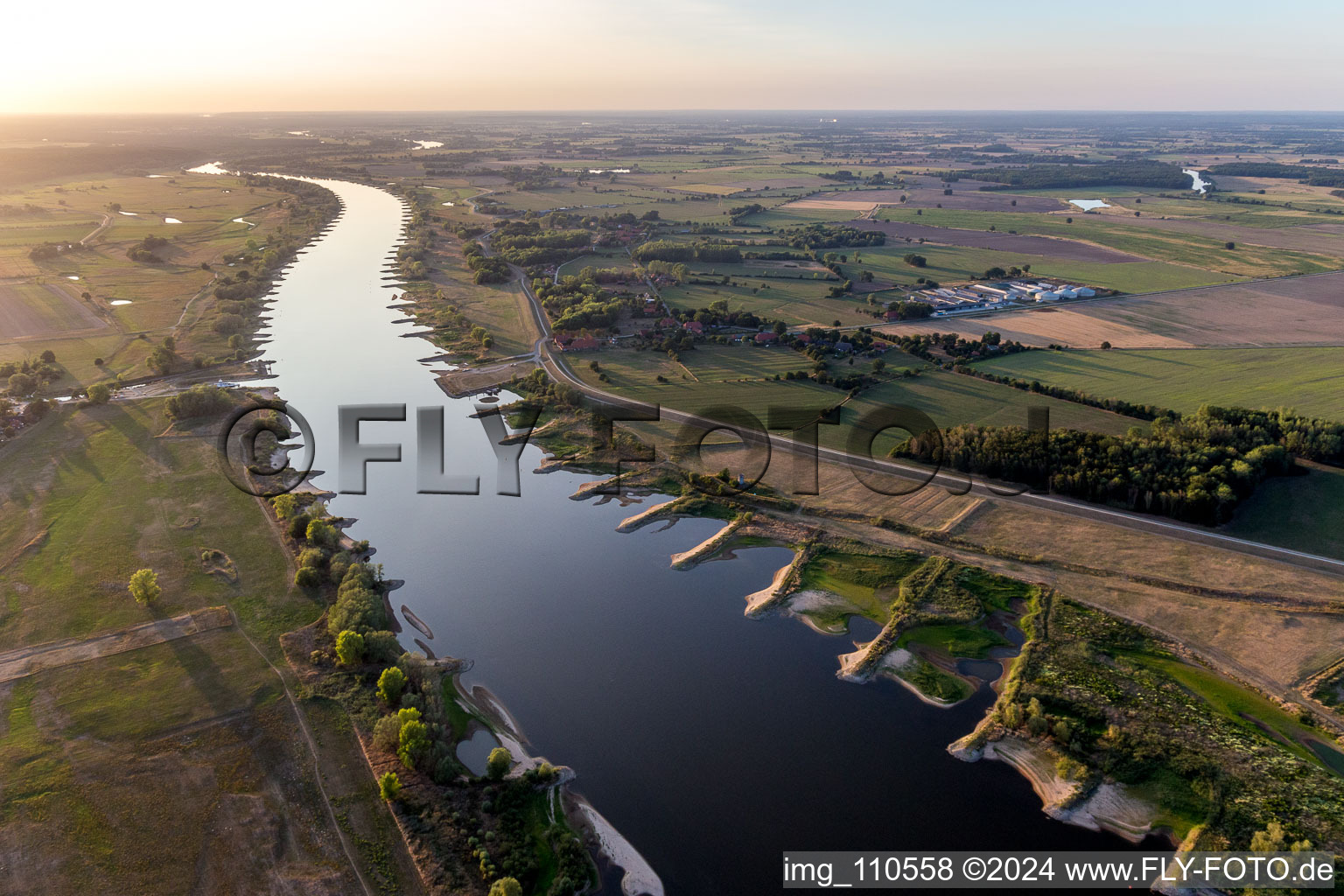 Low water on the Elbe at Darchau in Darchau in the state Lower Saxony, Germany