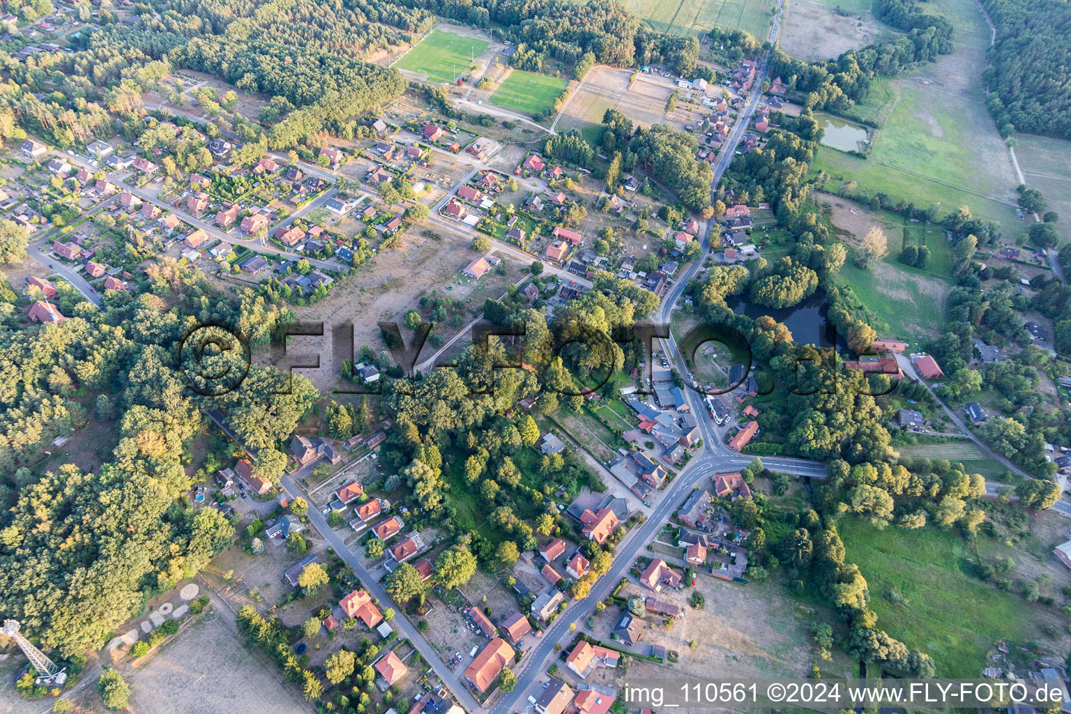 Neu Darchau in the state Lower Saxony, Germany from above