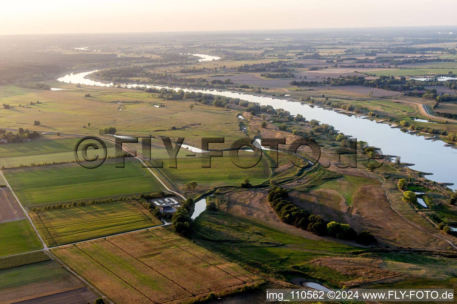 Low water on the Elbe in Neu Darchau in the state Lower Saxony, Germany