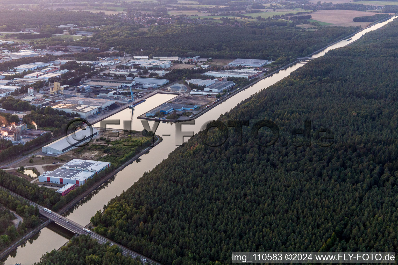 Quays and boat moorings at the port of the inland port on Elbe-side-channel in Lueneburg in the state Lower Saxony, Germany