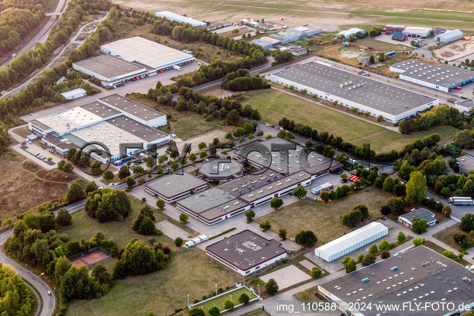 Aerial photograpy of Industrial area between port and airport in Lüneburg in the state Lower Saxony, Germany