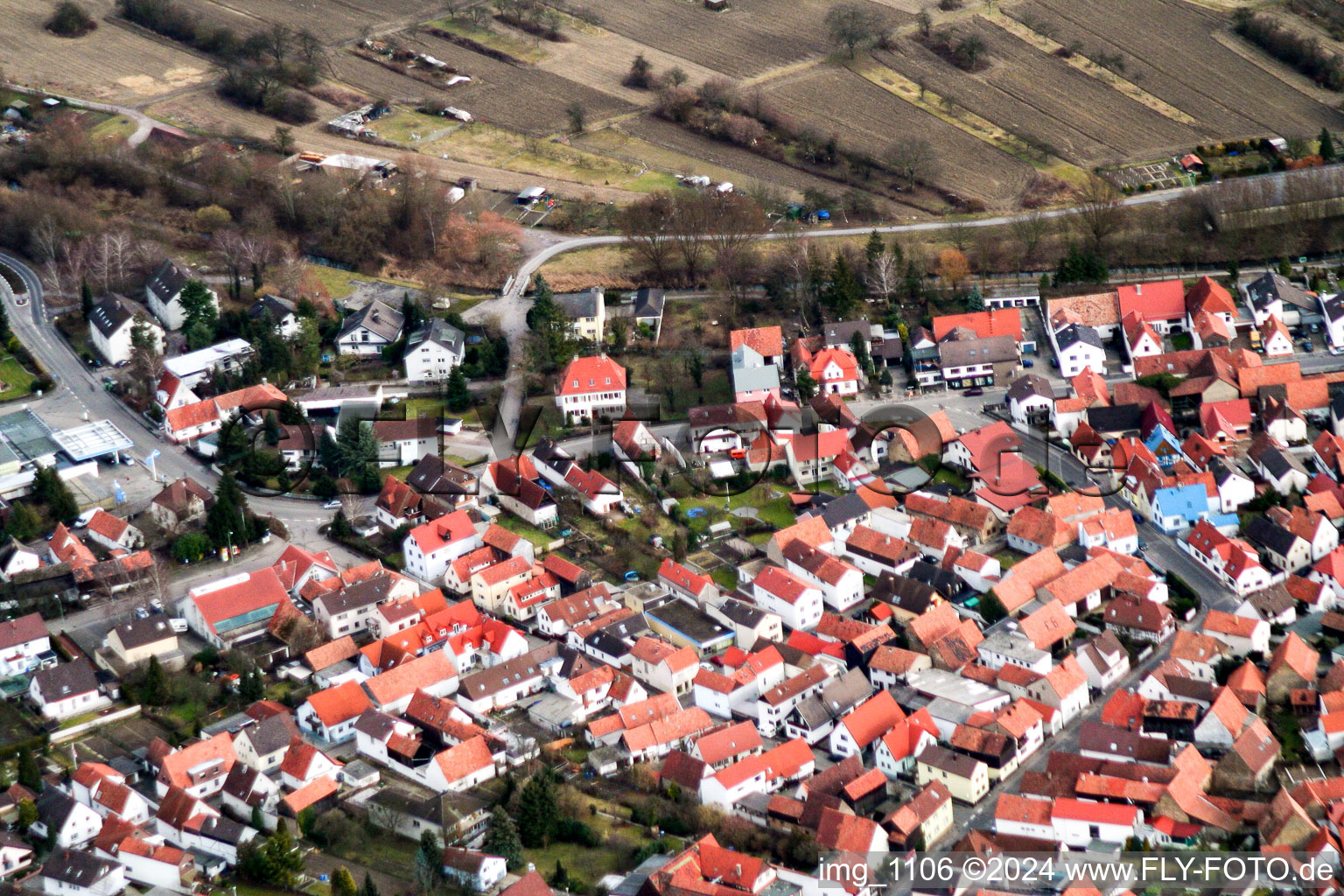 Drone recording of Hagenbach in the state Rhineland-Palatinate, Germany