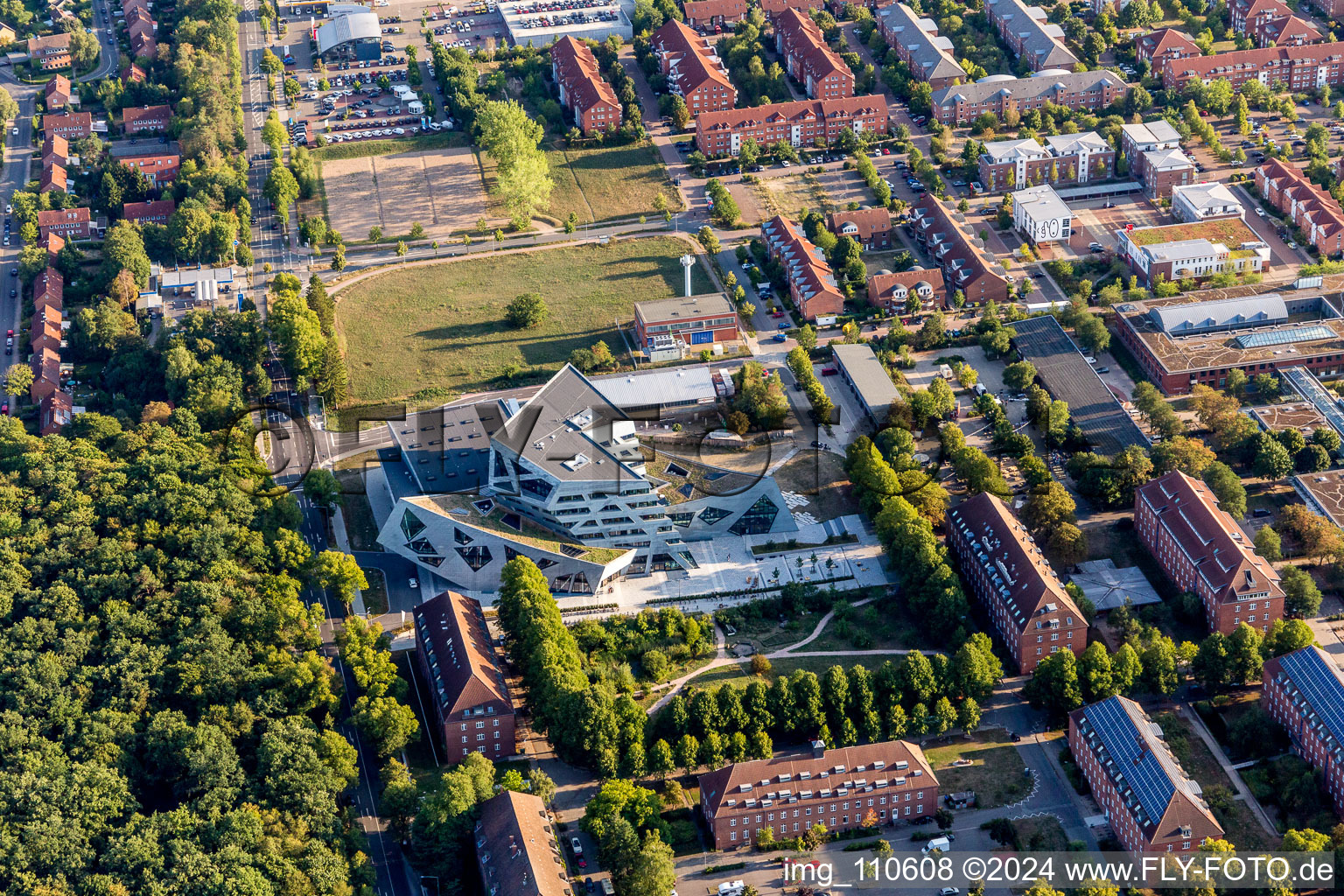 Campus University- area Zentralgebaeude Leuphana Universitaet Lueneburg of vom architect Libeskind in Lueneburg in the state Lower Saxony, Germany