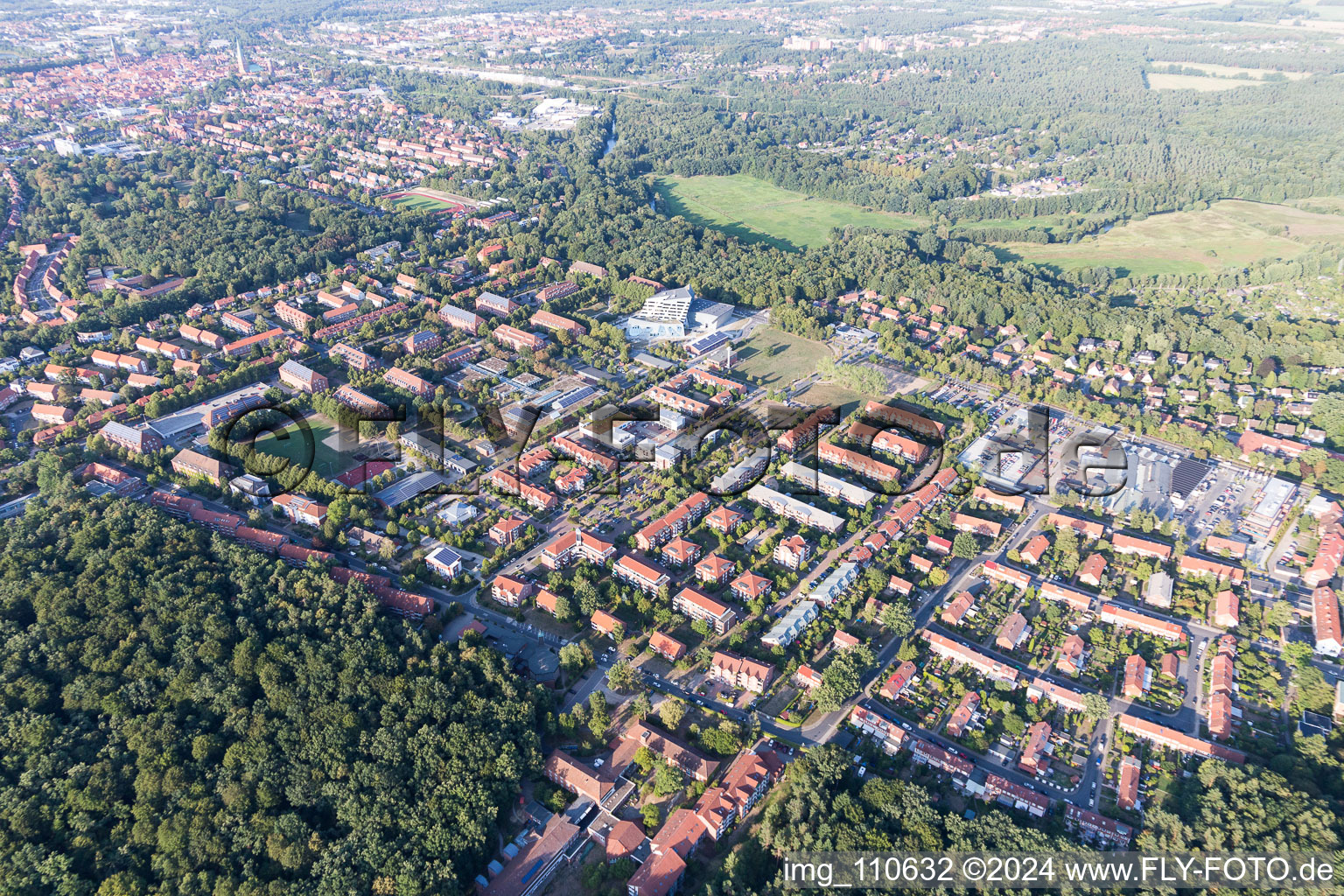 Aerial photograpy of University in Lüneburg in the state Lower Saxony, Germany