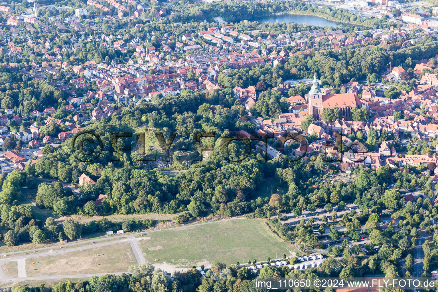 Aerial view of Sülzwiesen in Lüneburg in the state Lower Saxony, Germany