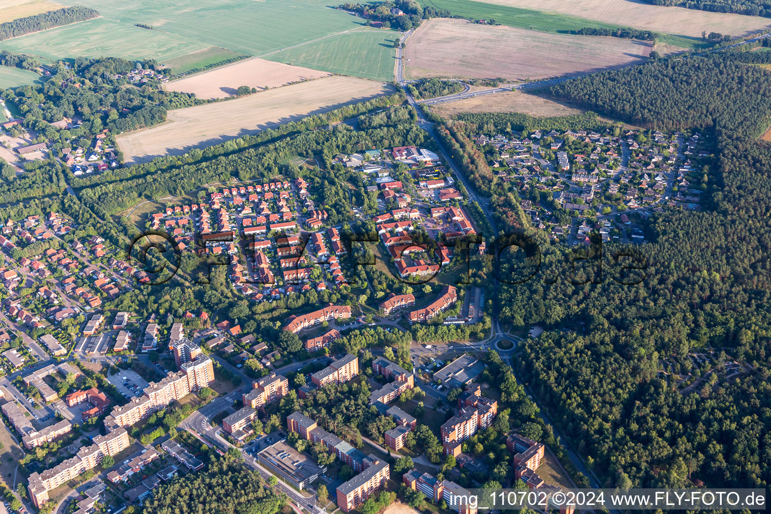 Aerial view of District Kaltenmoor in Lüneburg in the state Lower Saxony, Germany