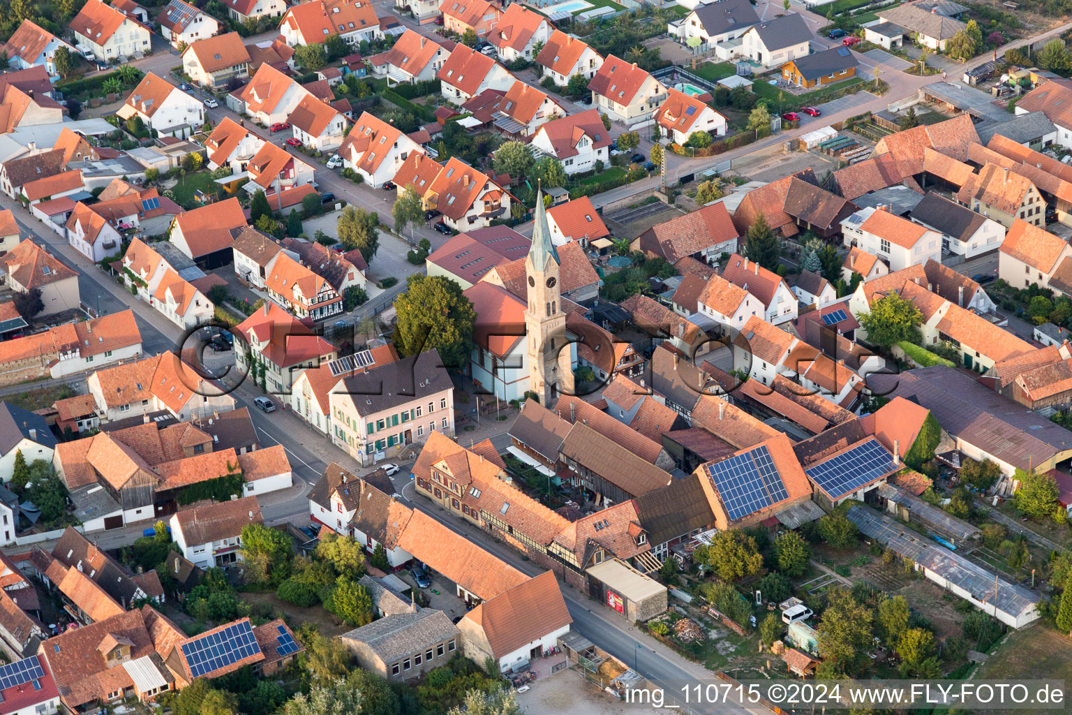 Bird's eye view of Erlenbach bei Kandel in the state Rhineland-Palatinate, Germany