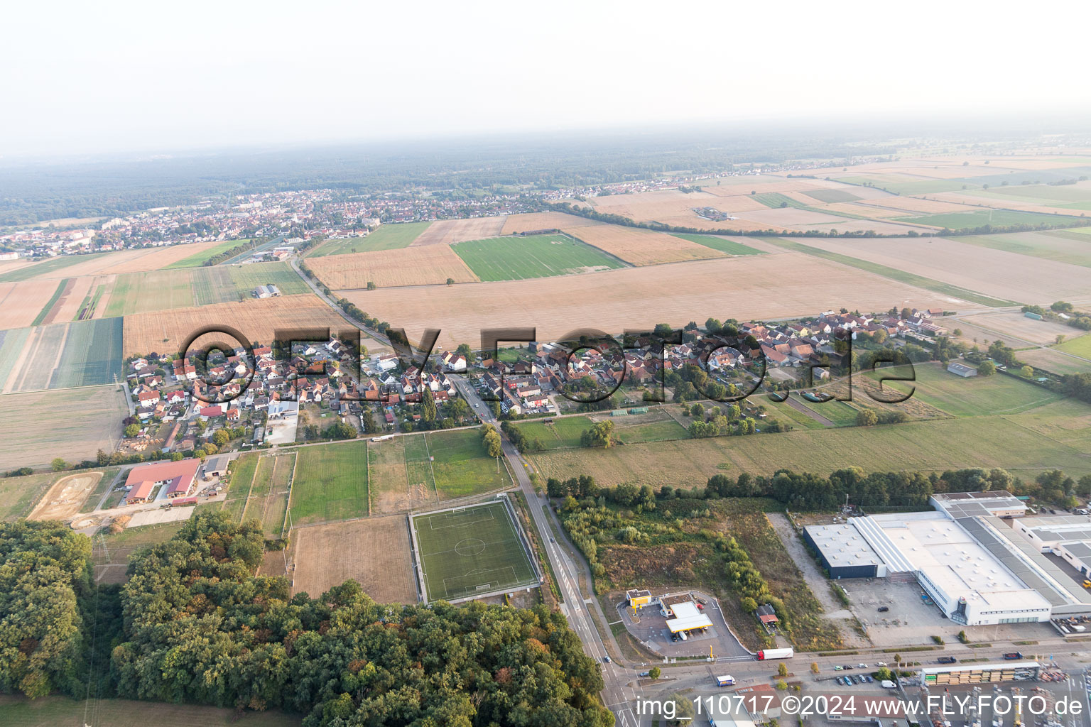 District Minderslachen in Kandel in the state Rhineland-Palatinate, Germany viewn from the air