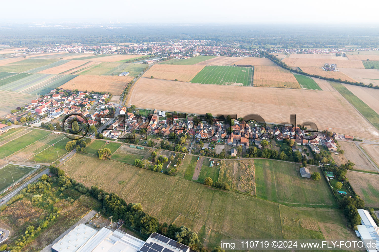 Drone recording of District Minderslachen in Kandel in the state Rhineland-Palatinate, Germany