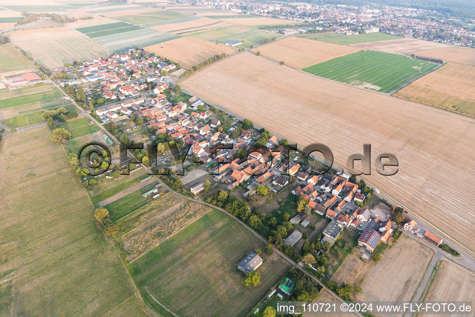 Drone image of District Minderslachen in Kandel in the state Rhineland-Palatinate, Germany