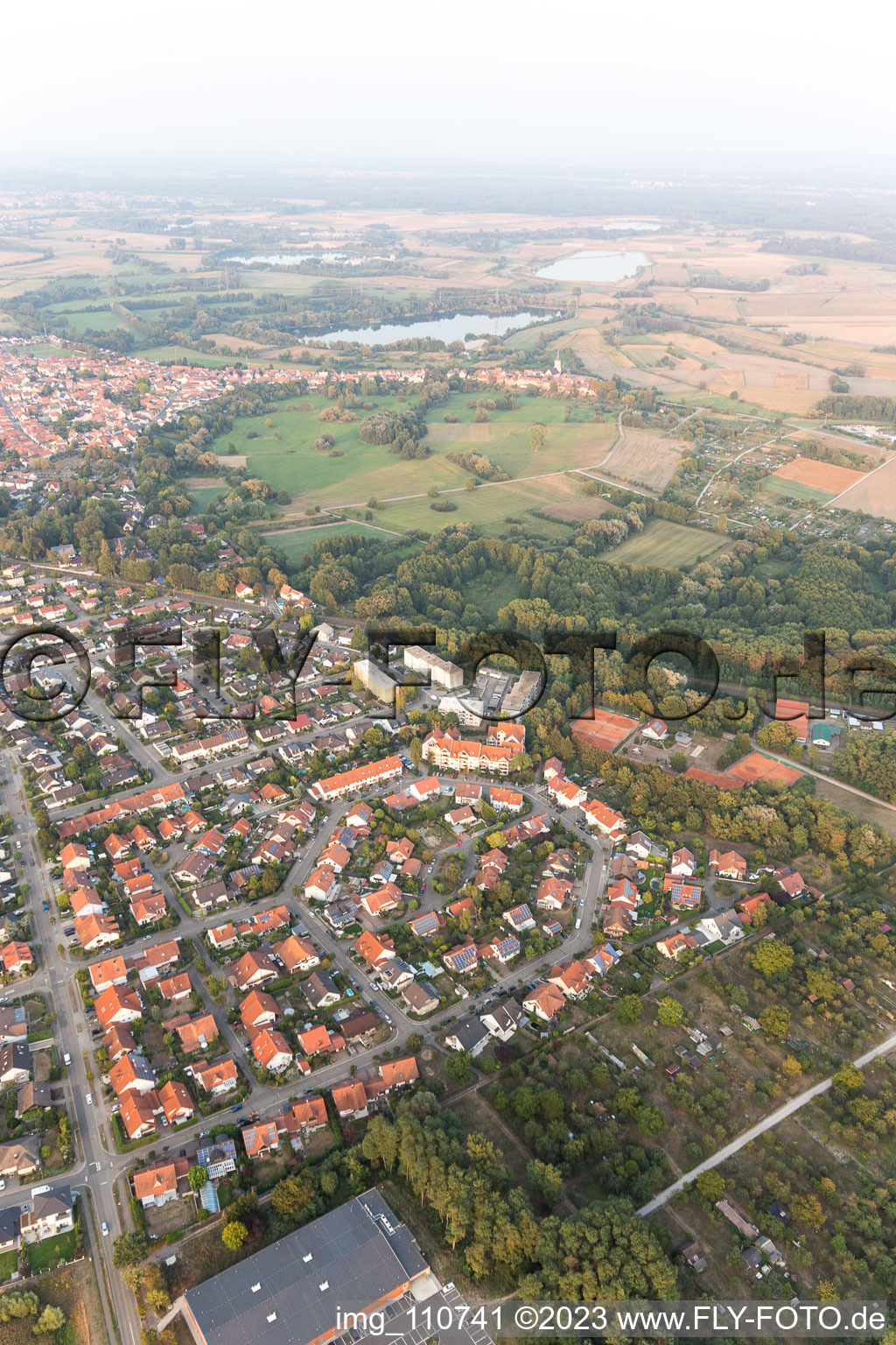 Jockgrim in the state Rhineland-Palatinate, Germany from above