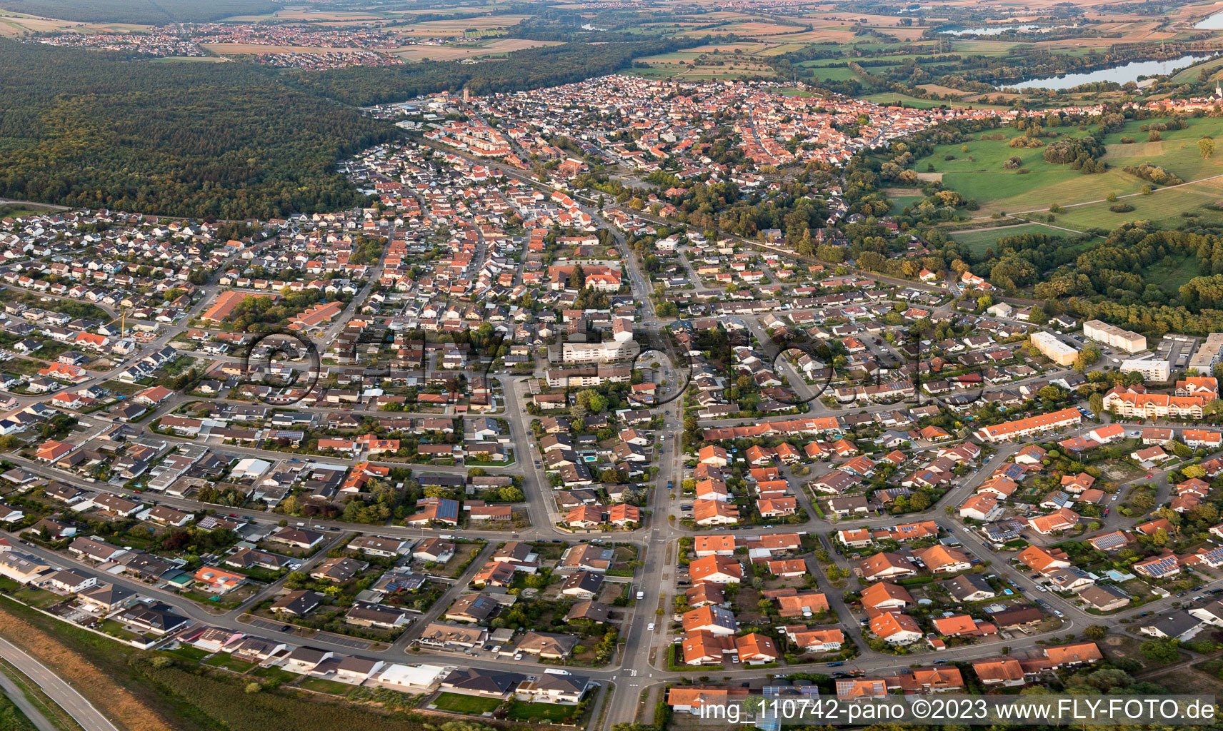 Jockgrim in the state Rhineland-Palatinate, Germany out of the air