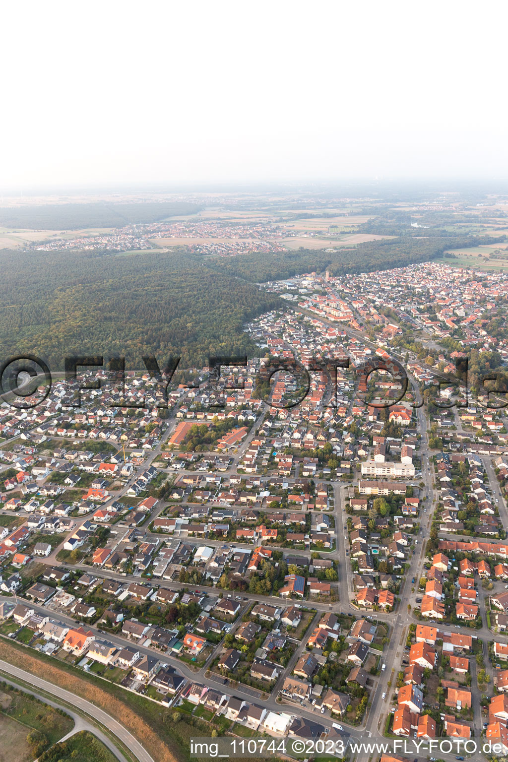 Bird's eye view of Jockgrim in the state Rhineland-Palatinate, Germany