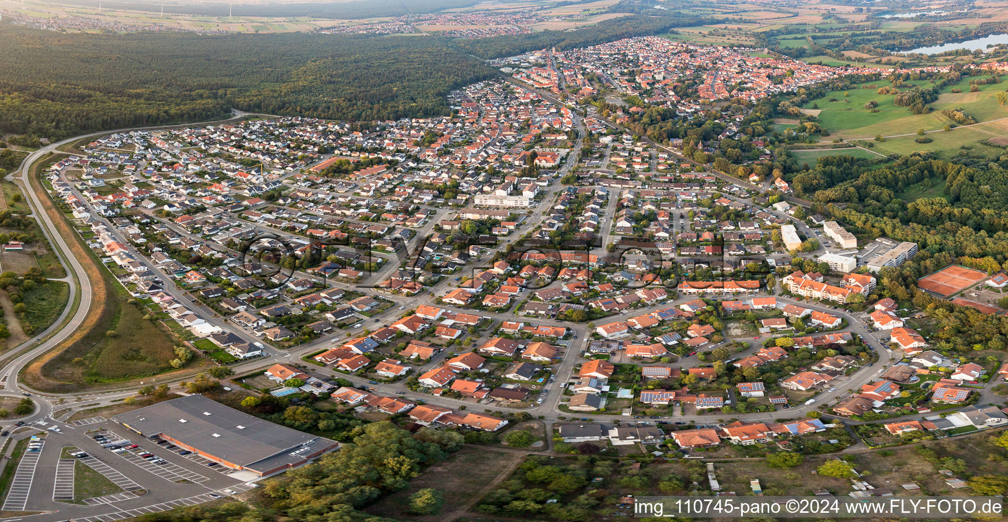 Jockgrim in the state Rhineland-Palatinate, Germany viewn from the air