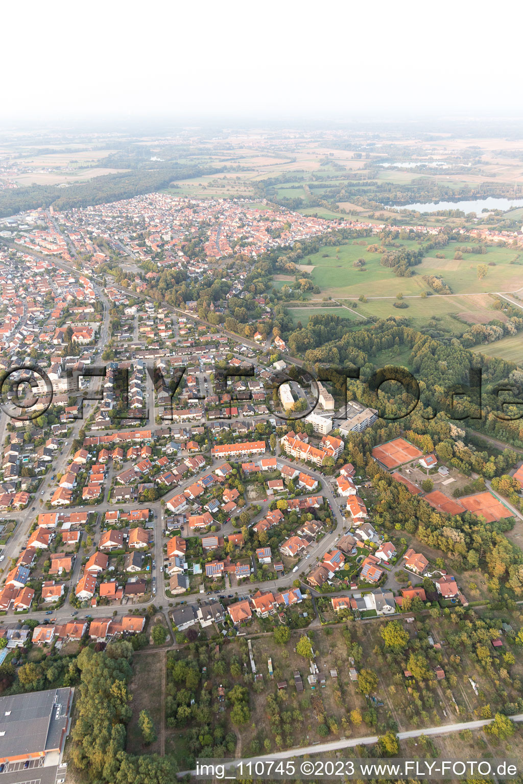 Drone recording of Jockgrim in the state Rhineland-Palatinate, Germany