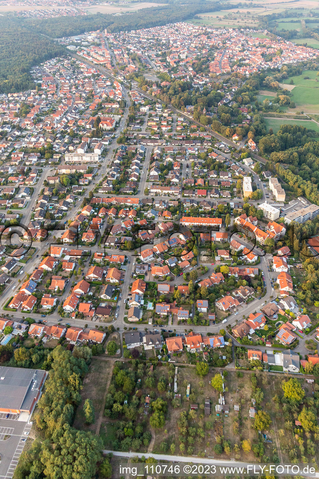 Drone image of Jockgrim in the state Rhineland-Palatinate, Germany