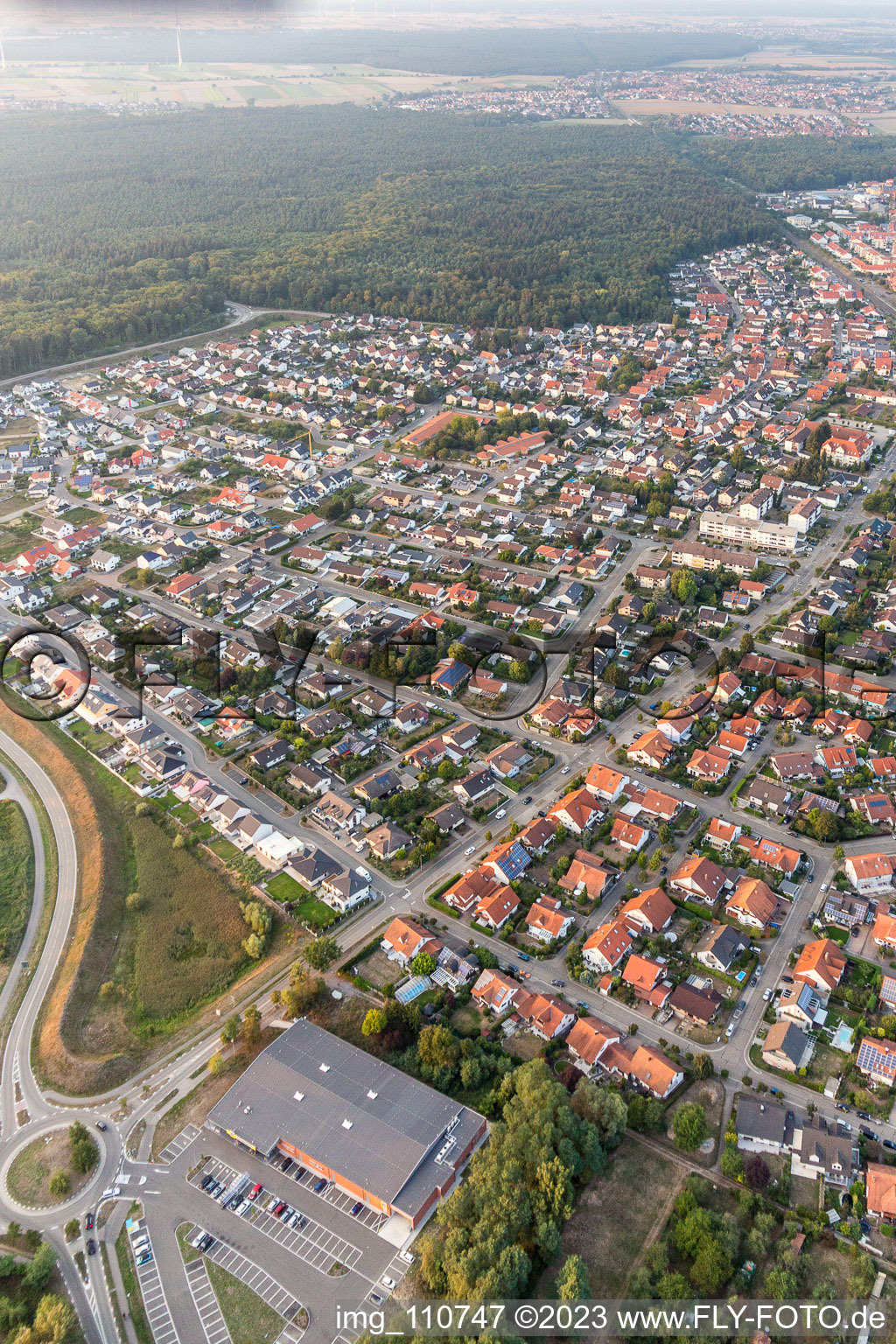 Jockgrim in the state Rhineland-Palatinate, Germany from the drone perspective