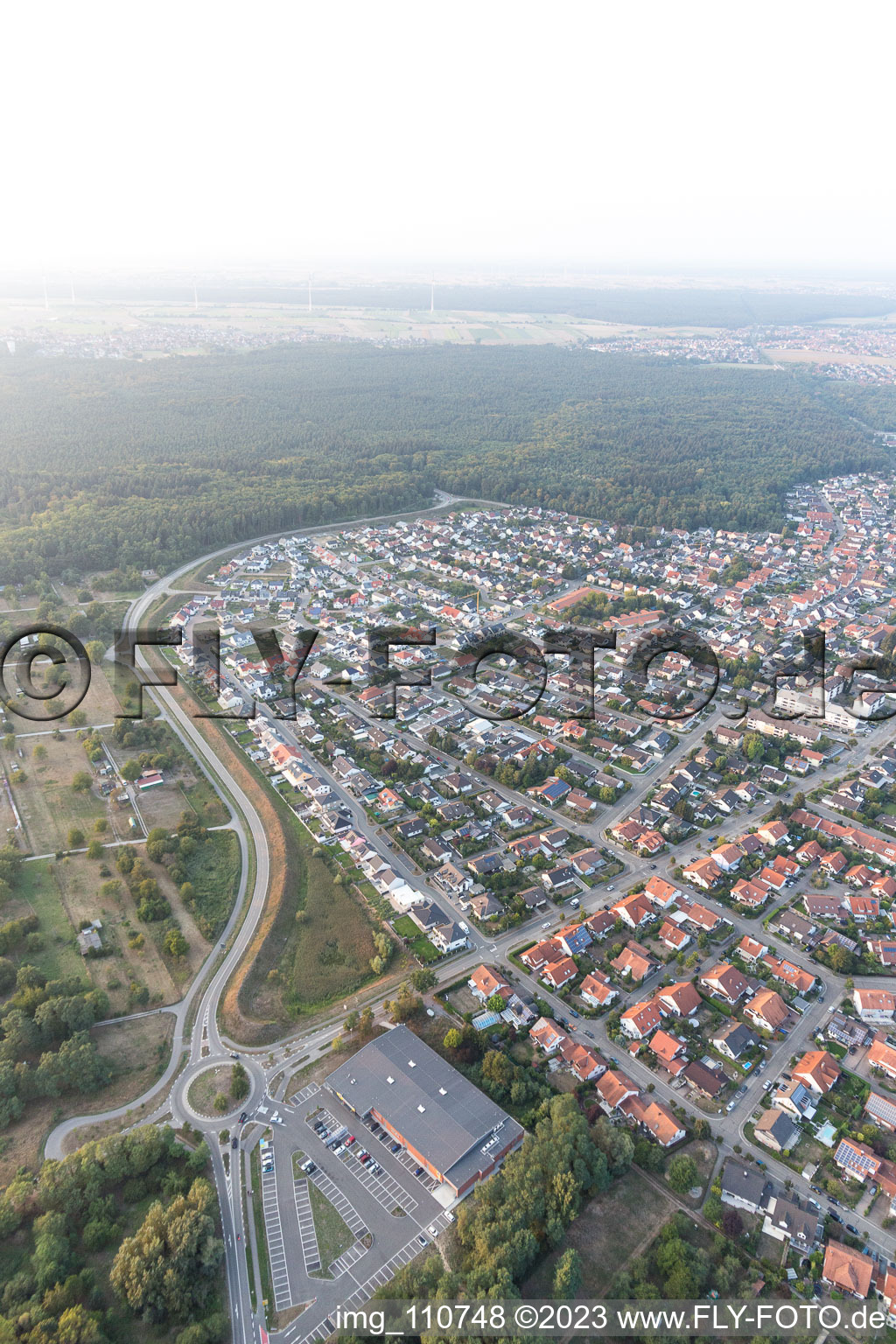 Jockgrim in the state Rhineland-Palatinate, Germany from a drone