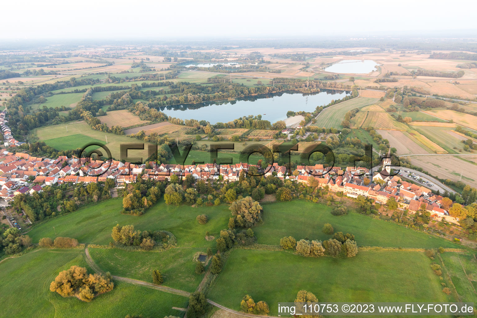 Aerial view of Jockgrim in the state Rhineland-Palatinate, Germany