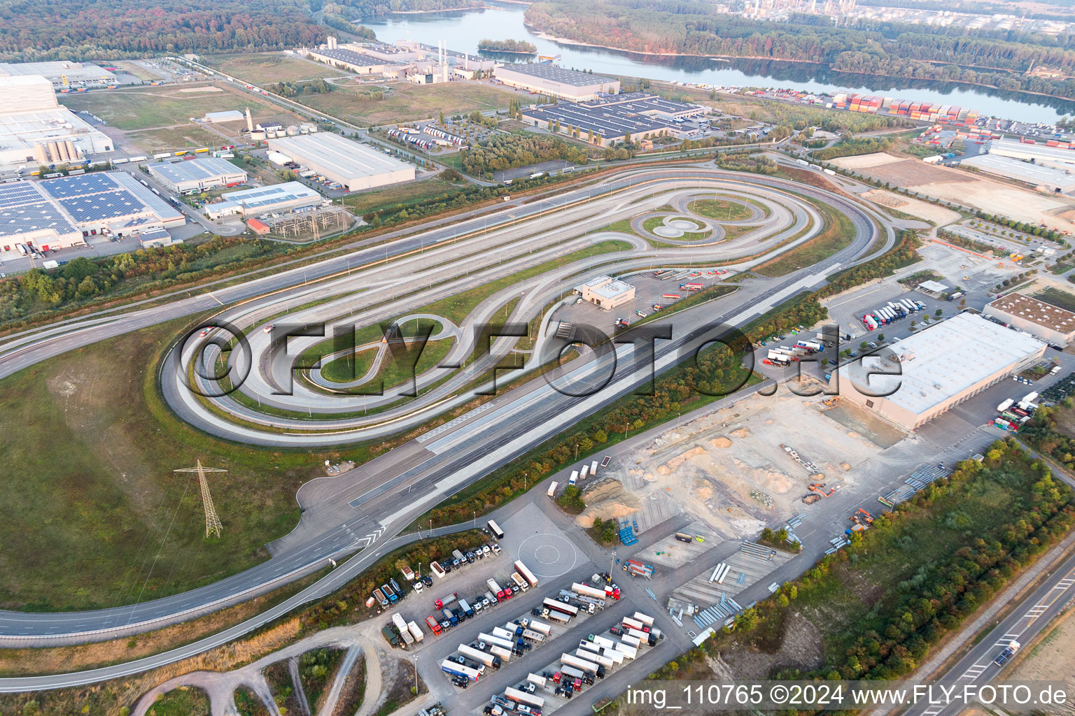 Truck test track in the Oberwald industrial area in Wörth am Rhein in the state Rhineland-Palatinate, Germany