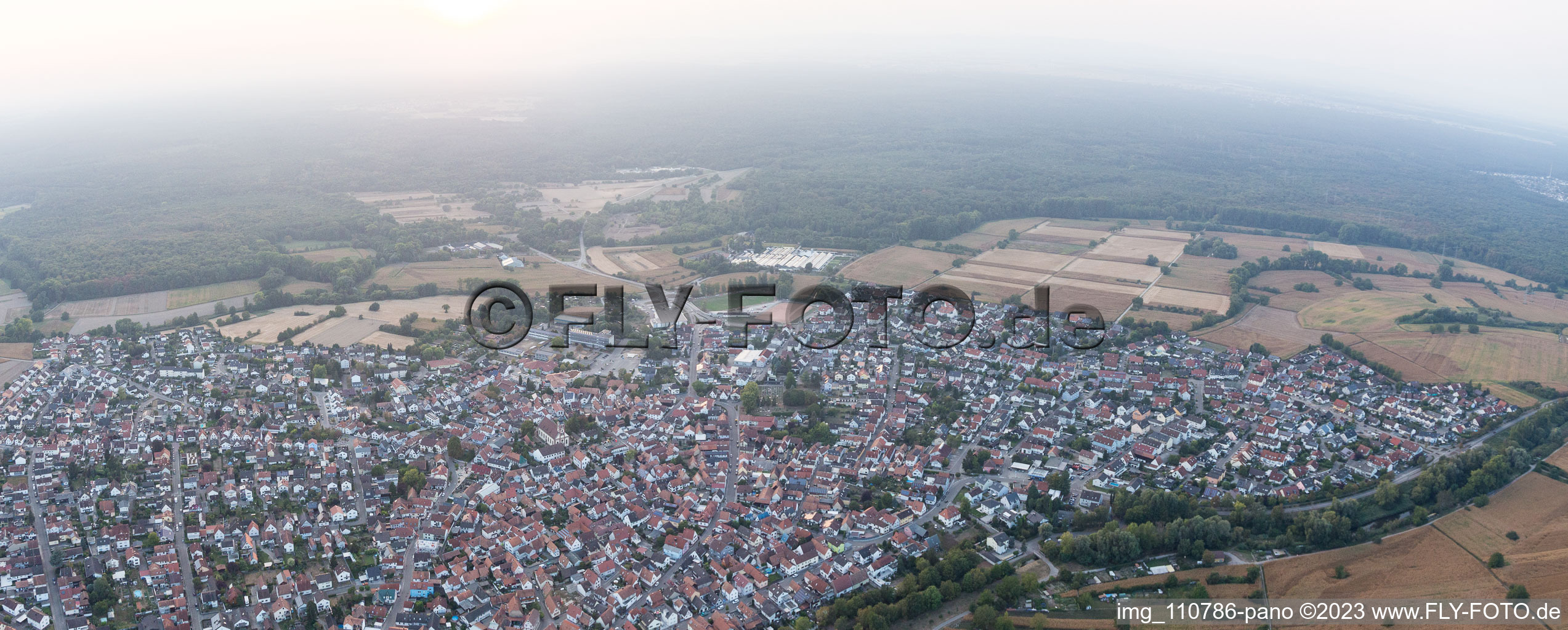 Drone image of Hagenbach in the state Rhineland-Palatinate, Germany