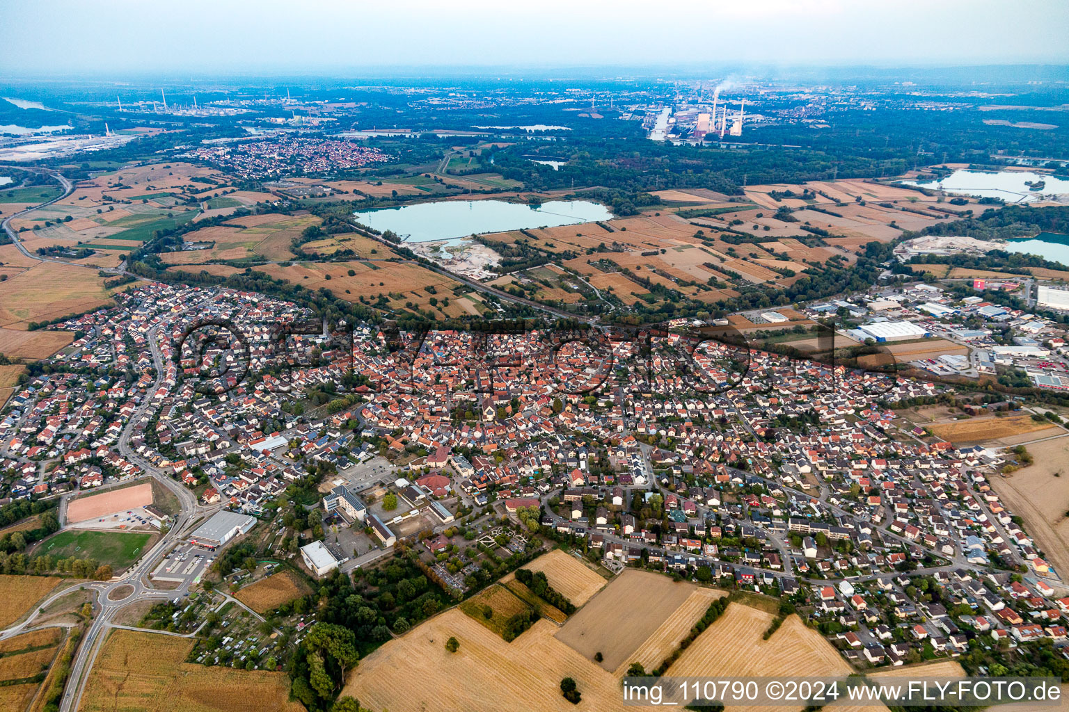 City area with outside districts and inner city area in Hagenbach in the state Rhineland-Palatinate, Germany