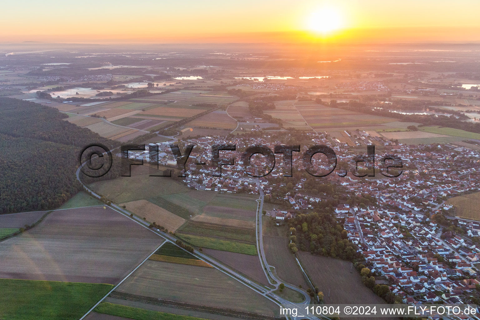 Rheinzabern in the state Rhineland-Palatinate, Germany seen from above