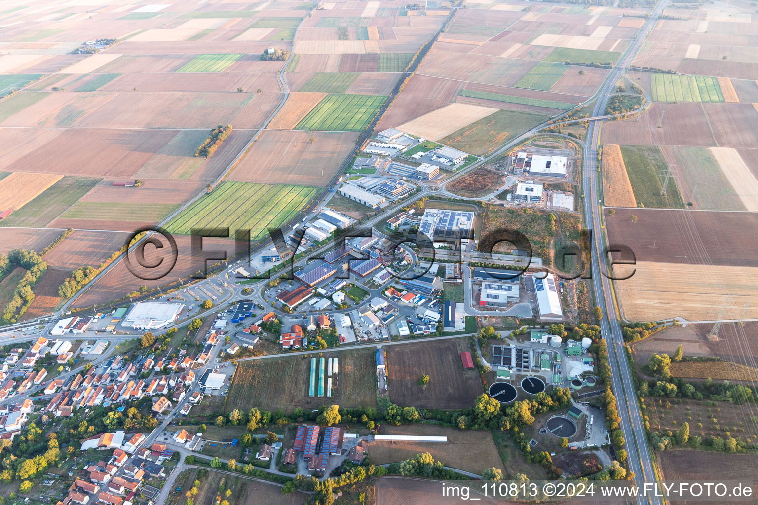 Rülzheim in the state Rhineland-Palatinate, Germany seen from a drone