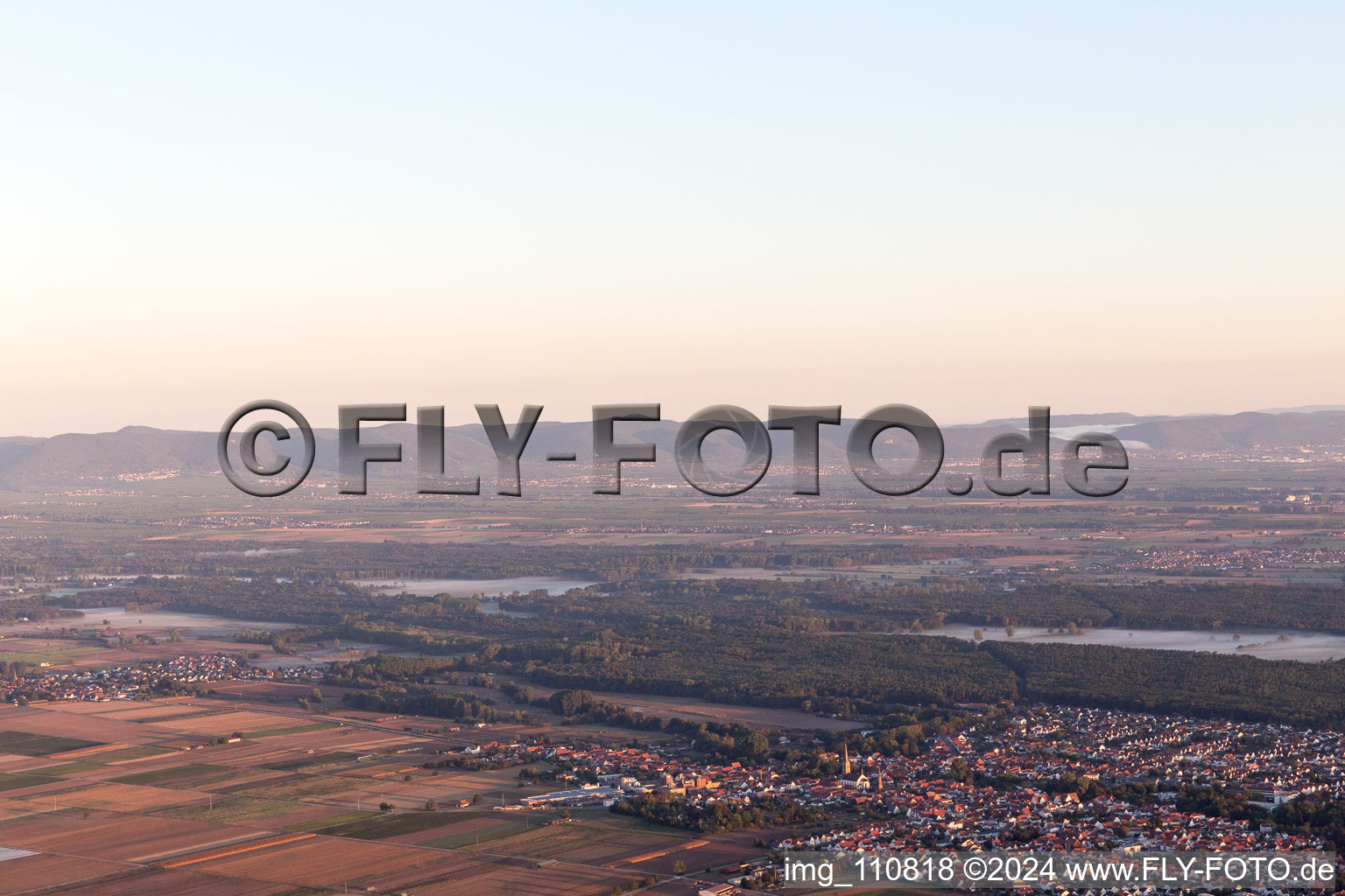 Bellheim in the state Rhineland-Palatinate, Germany seen from above