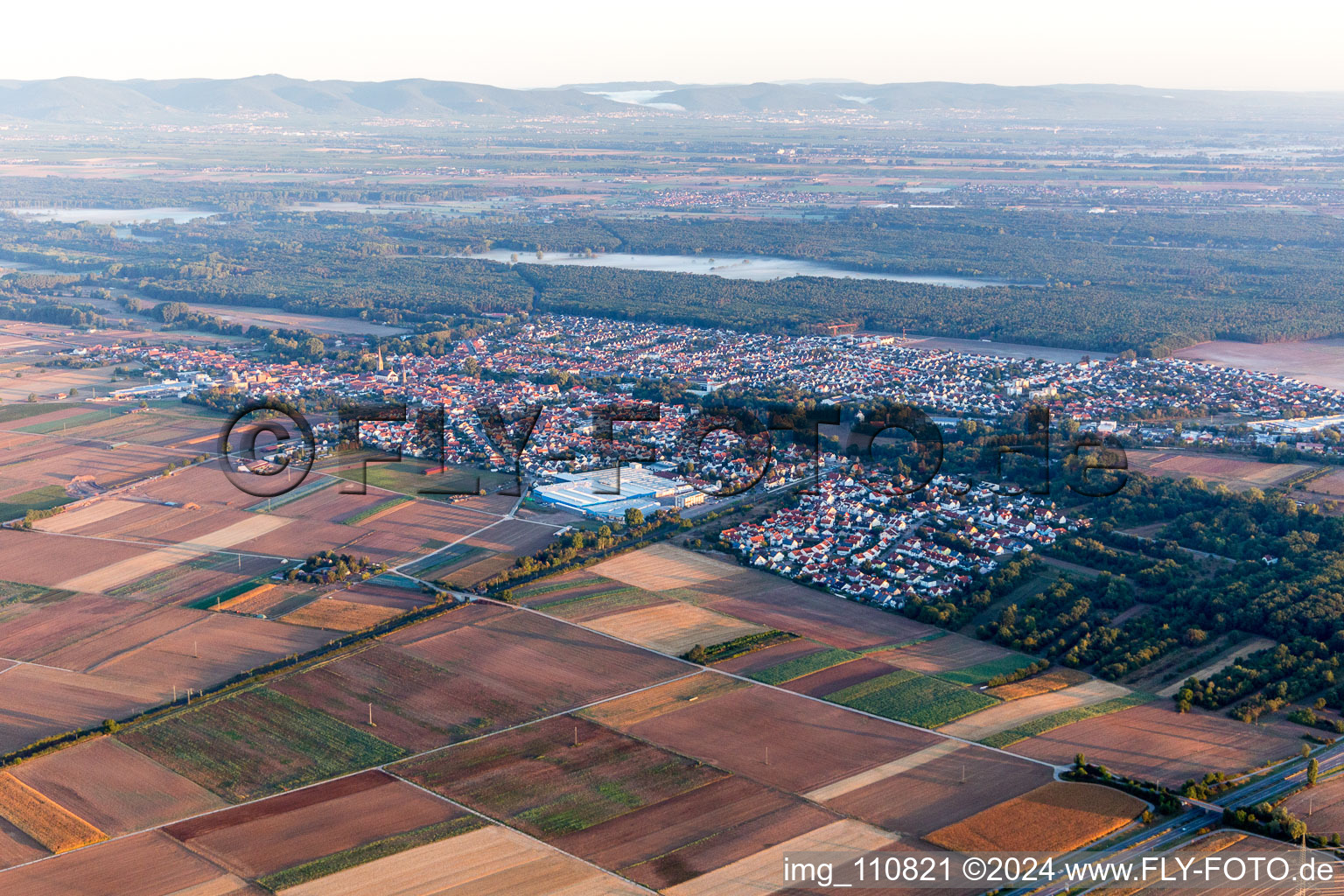 Bellheim in the state Rhineland-Palatinate, Germany viewn from the air