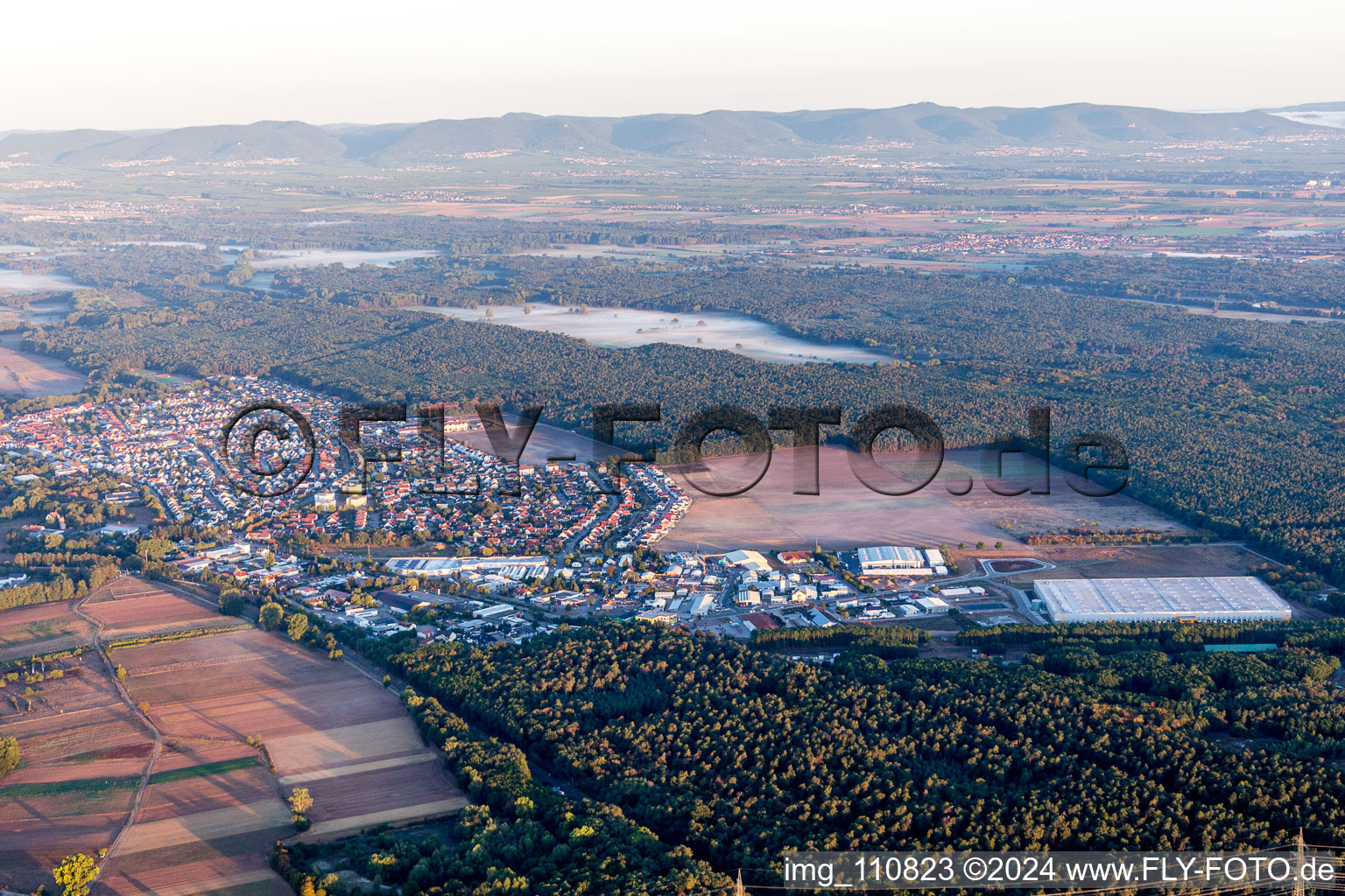 Drone recording of Bellheim in the state Rhineland-Palatinate, Germany