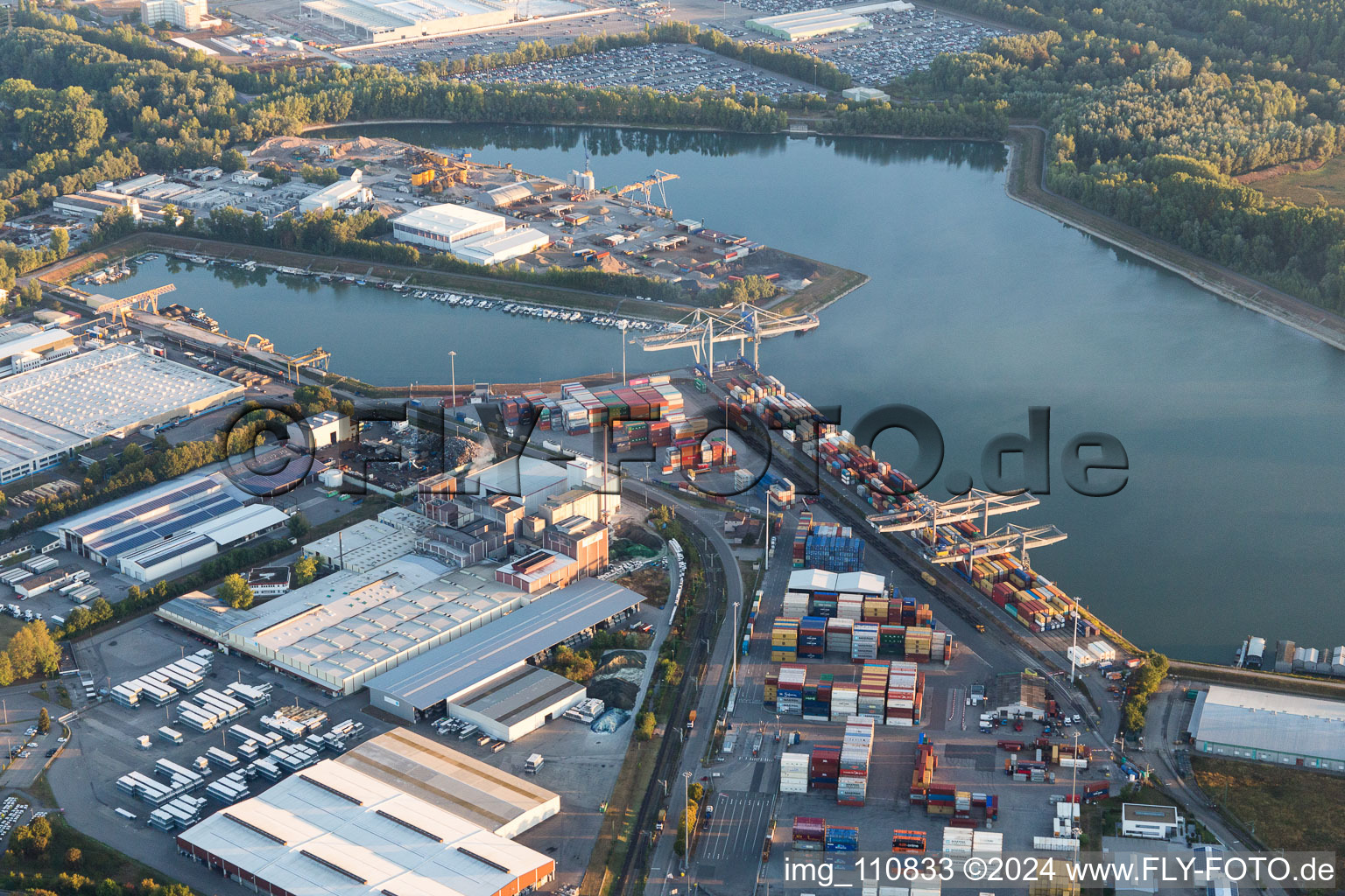 Aerial photograpy of Harbor in Germersheim in the state Rhineland-Palatinate, Germany