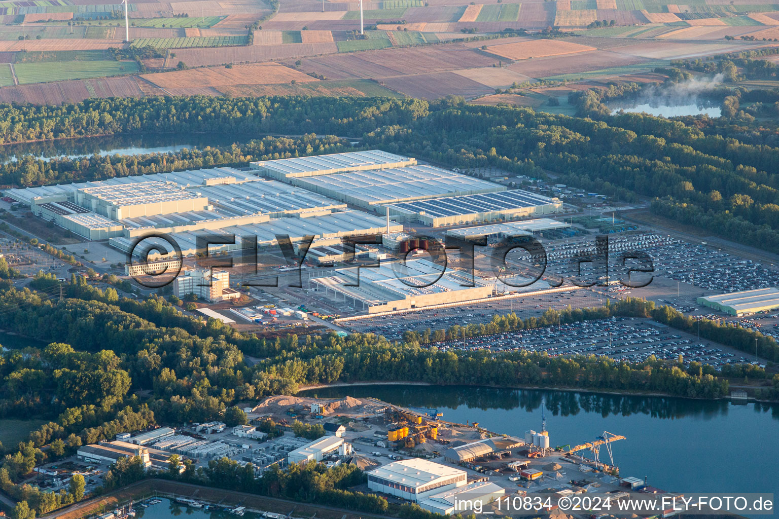 Island Green in Germersheim in the state Rhineland-Palatinate, Germany seen from a drone