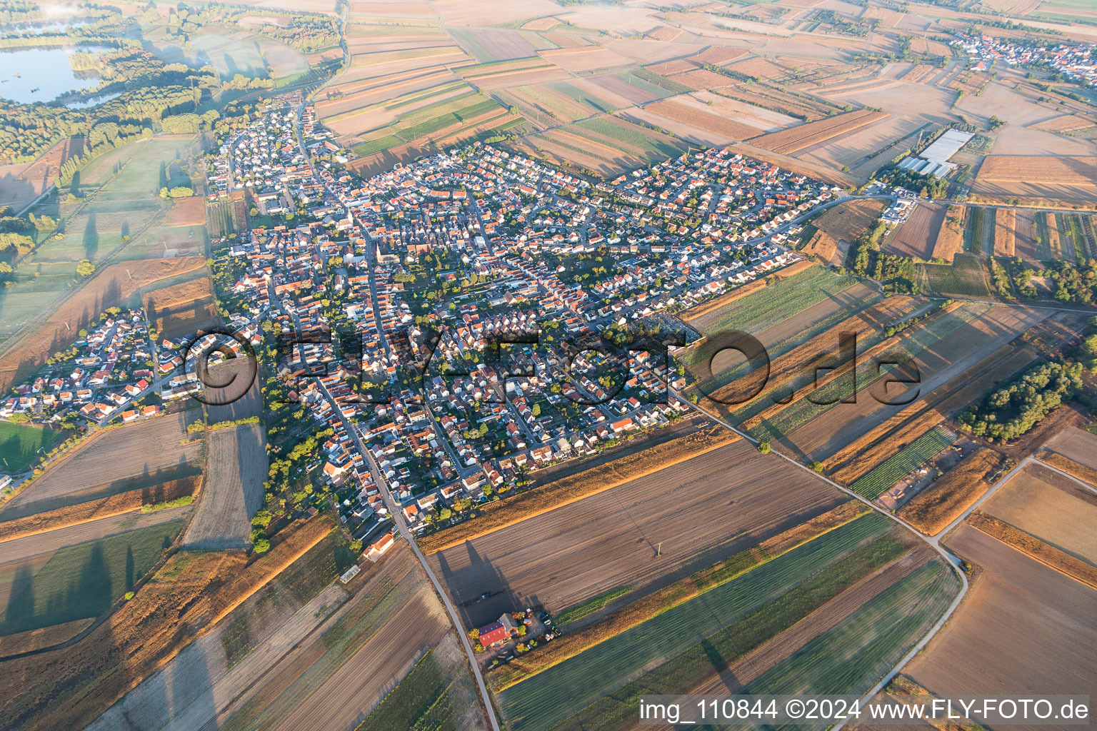 Drone recording of District Mechtersheim in Römerberg in the state Rhineland-Palatinate, Germany