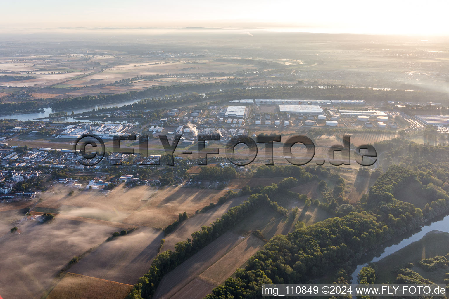 Airport in Speyer in the state Rhineland-Palatinate, Germany from the plane