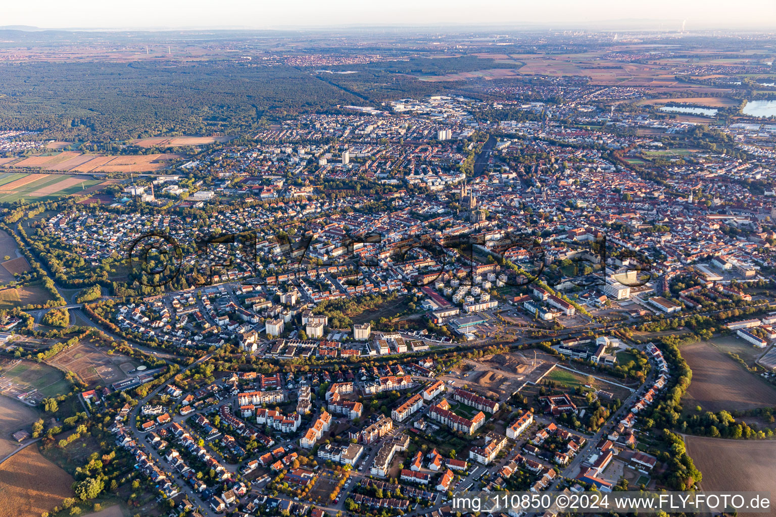 Speyer in the state Rhineland-Palatinate, Germany viewn from the air