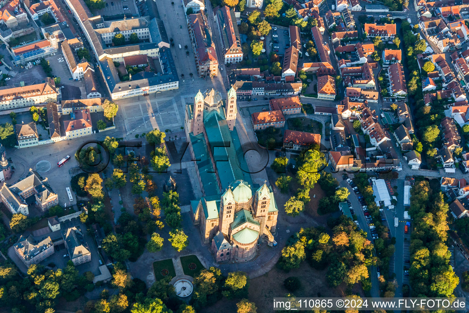 Aerial view of Dom to Speyer in Speyer in the state Rhineland-Palatinate, Germany