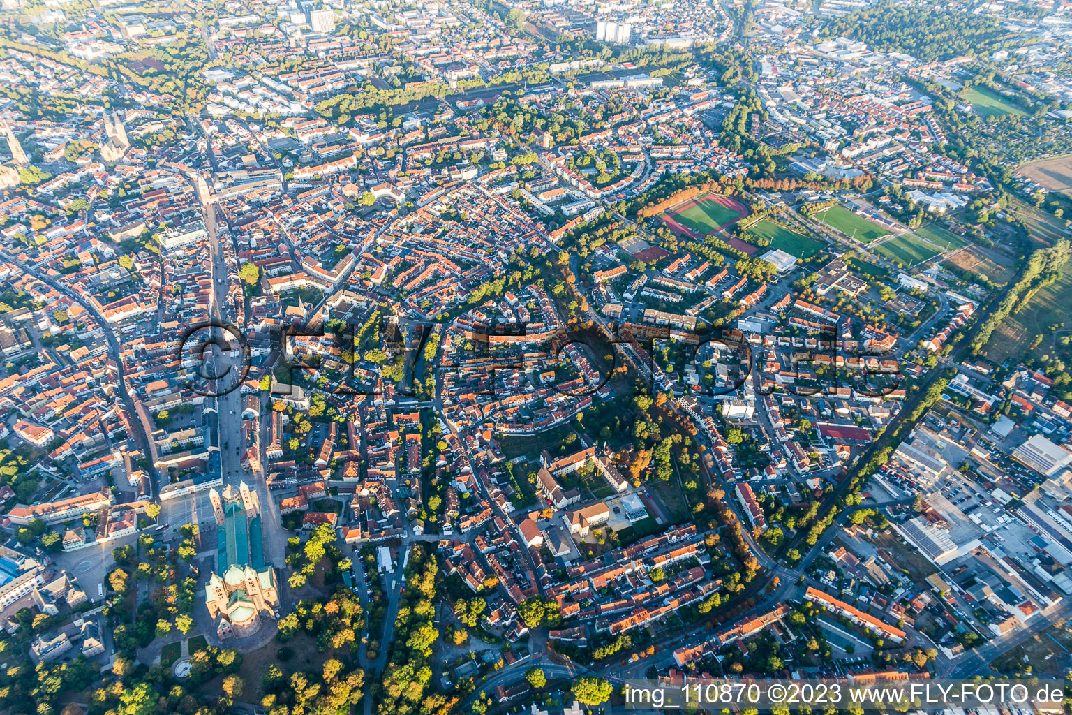 Speyer in the state Rhineland-Palatinate, Germany seen from above