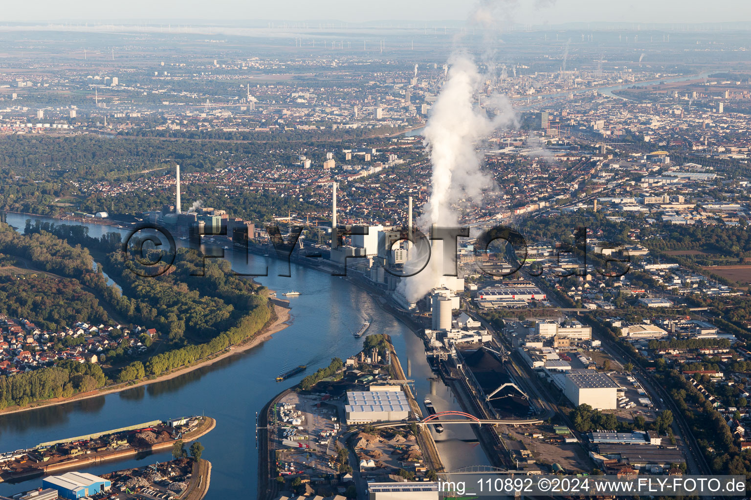 Bird's eye view of GKM in the district Neckarau in Mannheim in the state Baden-Wuerttemberg, Germany