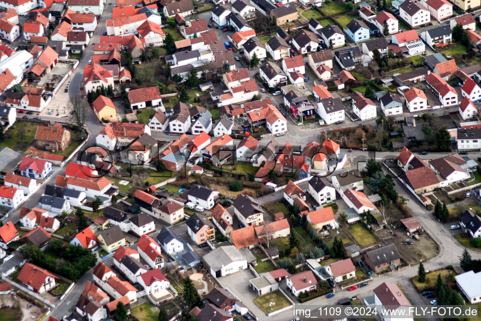 Aerial photograpy of Hagenbach in the state Rhineland-Palatinate, Germany