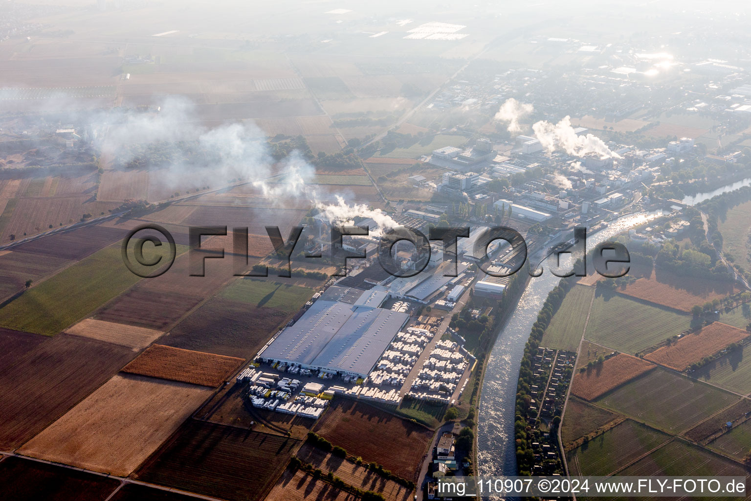 Aerial view of ICL Germany Ladenburg / BK Giulini GmbH in Ladenburg in the state Baden-Wuerttemberg, Germany