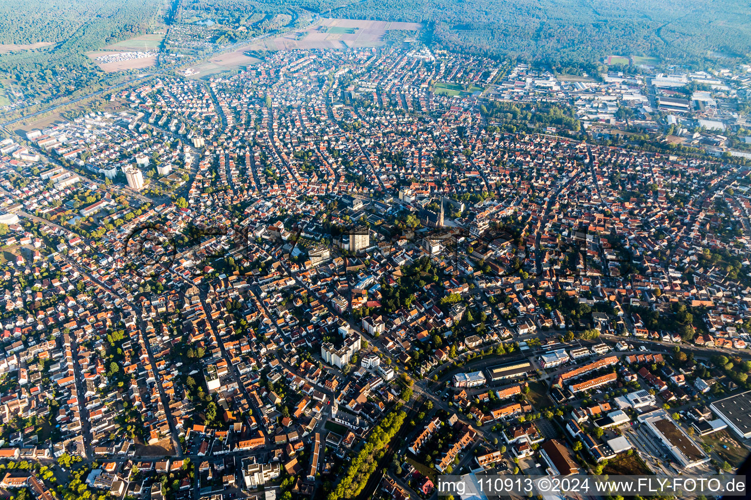 Aerial view of Viernheim in the state Hesse, Germany