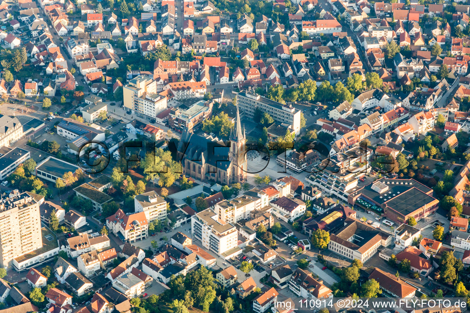 Aerial photograpy of Viernheim in the state Hesse, Germany