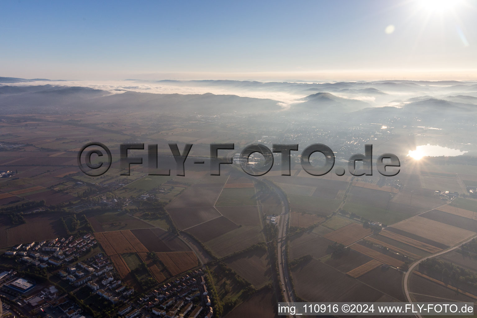 Weinheim in the state Baden-Wuerttemberg, Germany from the plane