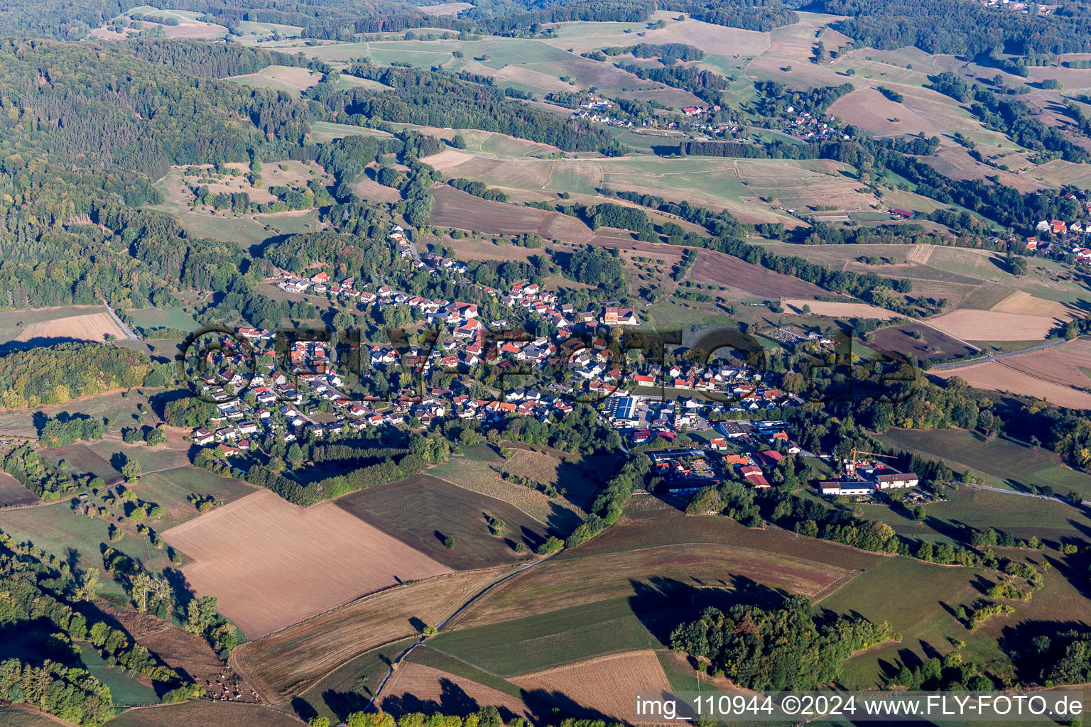 Aerial view of District Beedenkirchen in Lautertal in the state Hesse, Germany