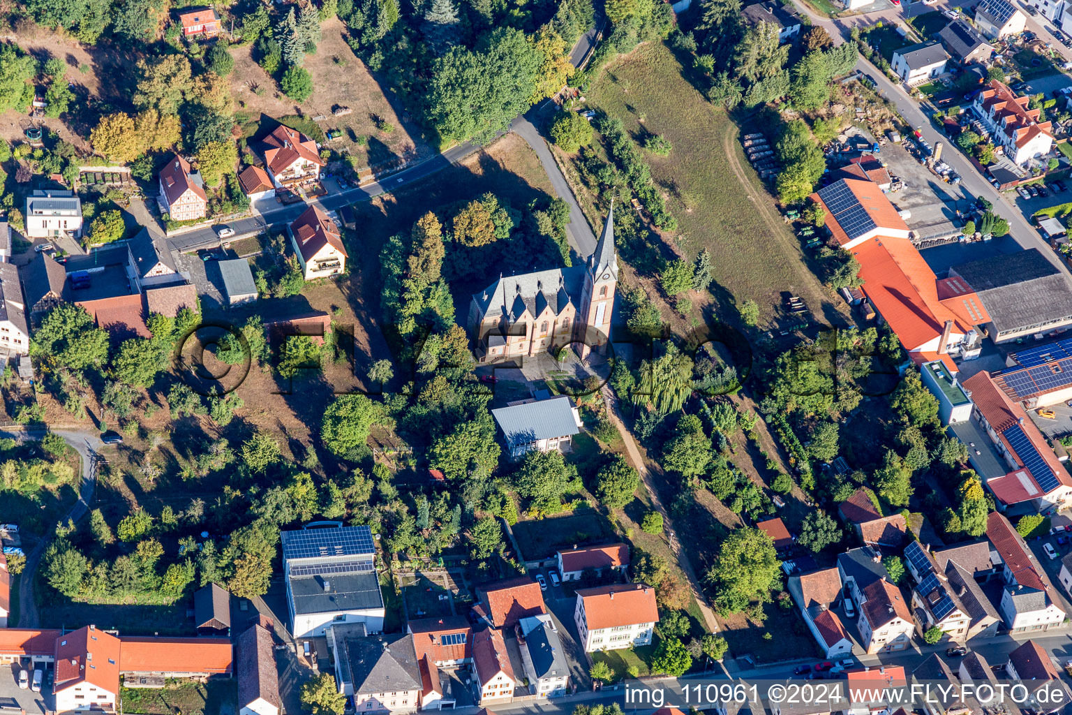 Lichtenberg Castle in the district Niedernhausen in Fischbachtal in the state Hesse, Germany from a drone